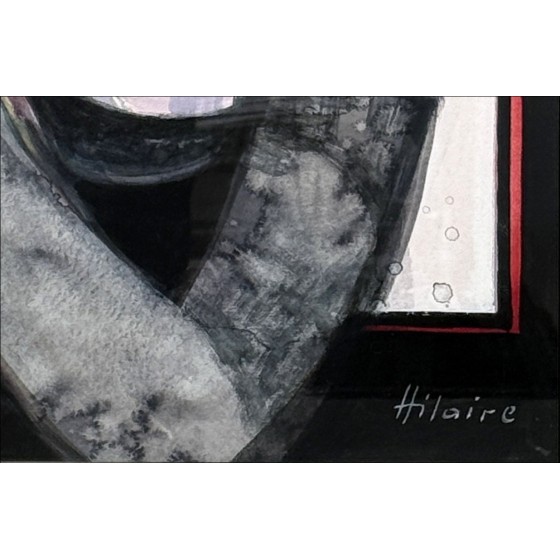 Camille Hilaire – Acuarela original, Mujer con ramo (61x40cm)