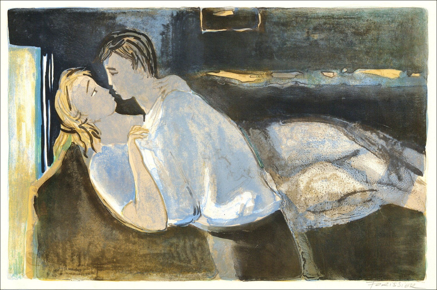 Roger Forissier – Waiting for the kiss, lithography 1971