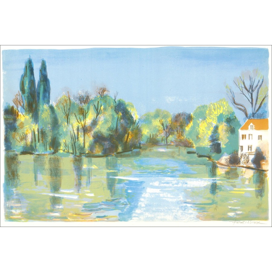 Roger Forissier – Clear Morning on the River, litography 1971