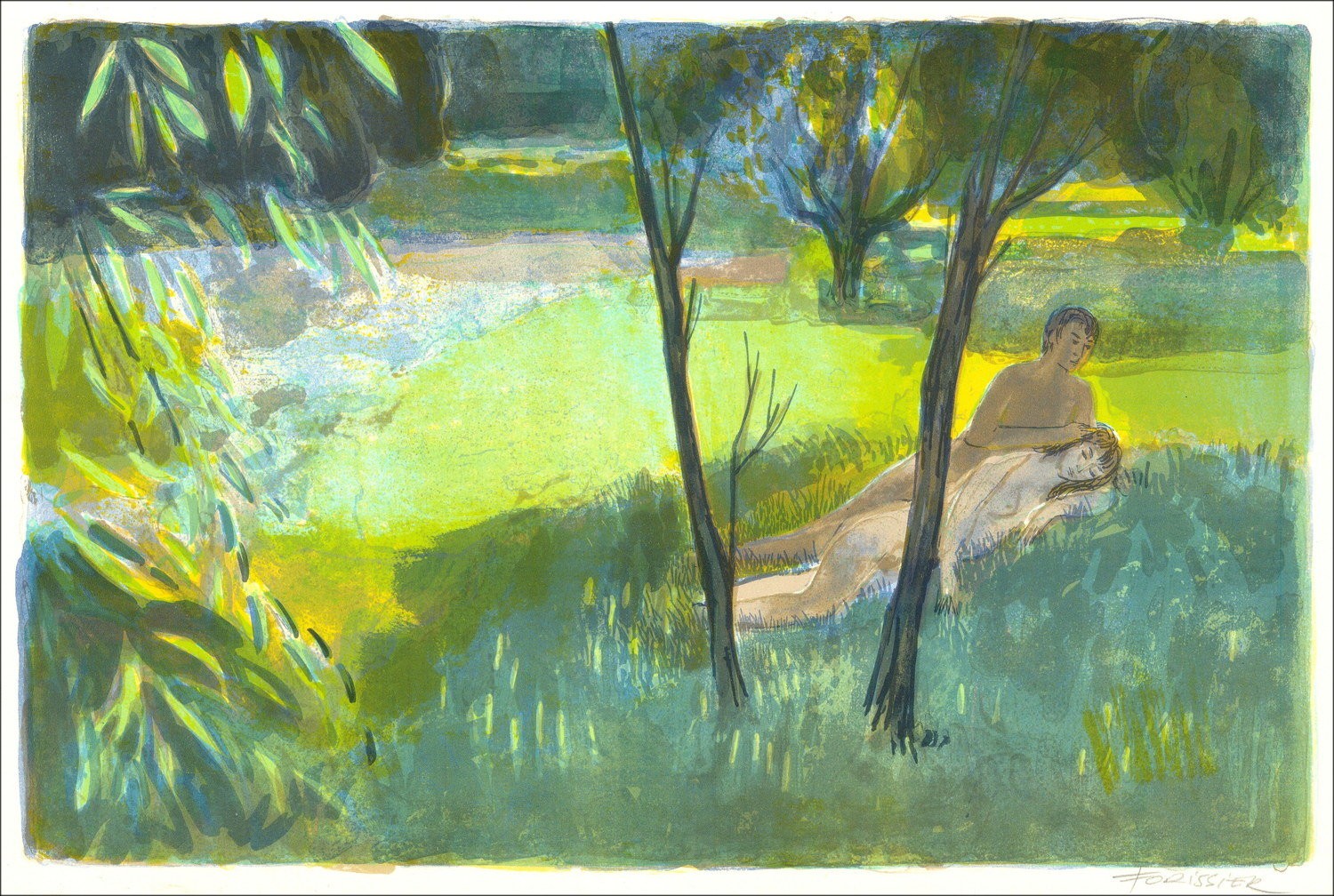 Roger Forissier - Rest im Herzen des Sommers, Lithographie 1971