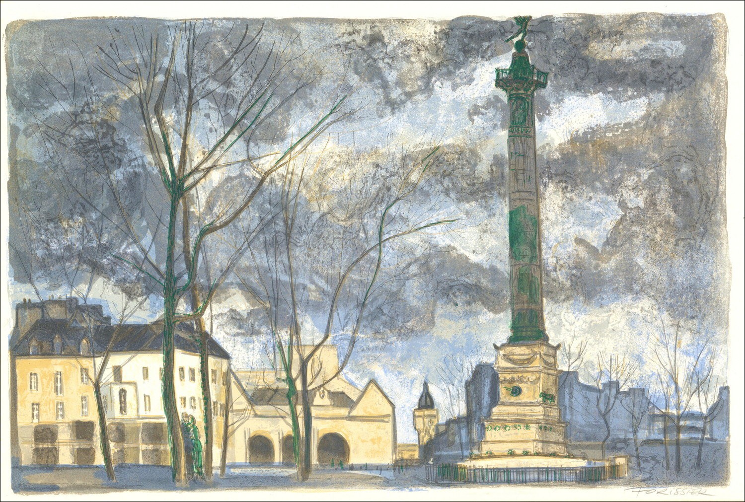 Roger Forissier – Light on the Bastille, lithography 1971