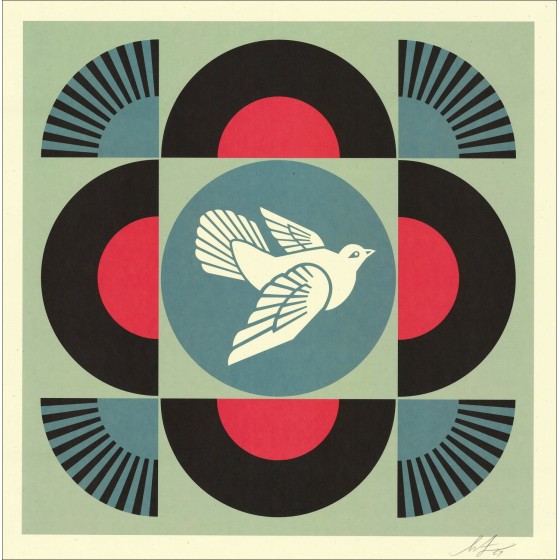 Shepard Fairy (Obey) - Black Geometric Colombe: Silkscreen