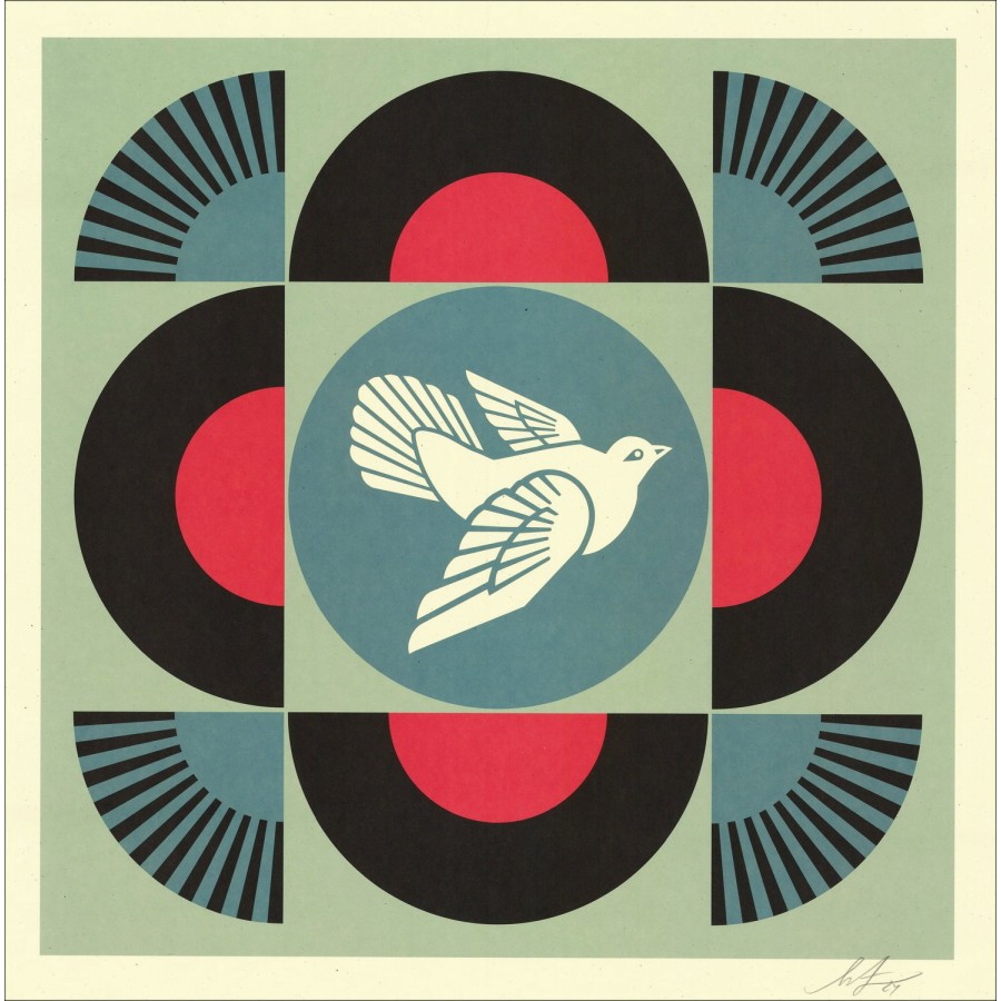 Shepard Fairey (OBEY) - Geometrica nera Columbus: Stampa dello schermo