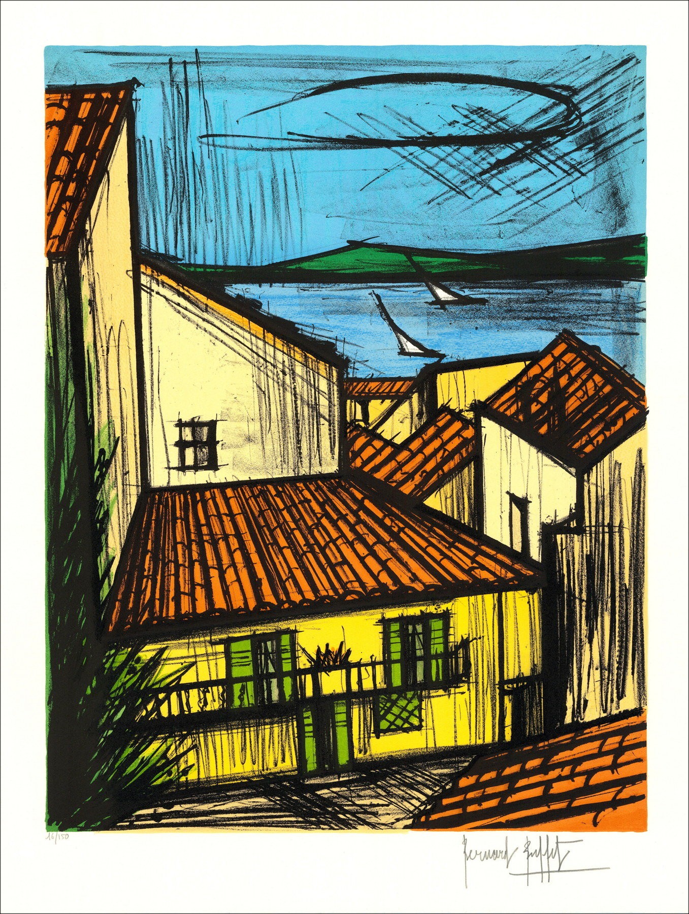 Bernard Buffet – Saint Tropez, lithographie originale signée