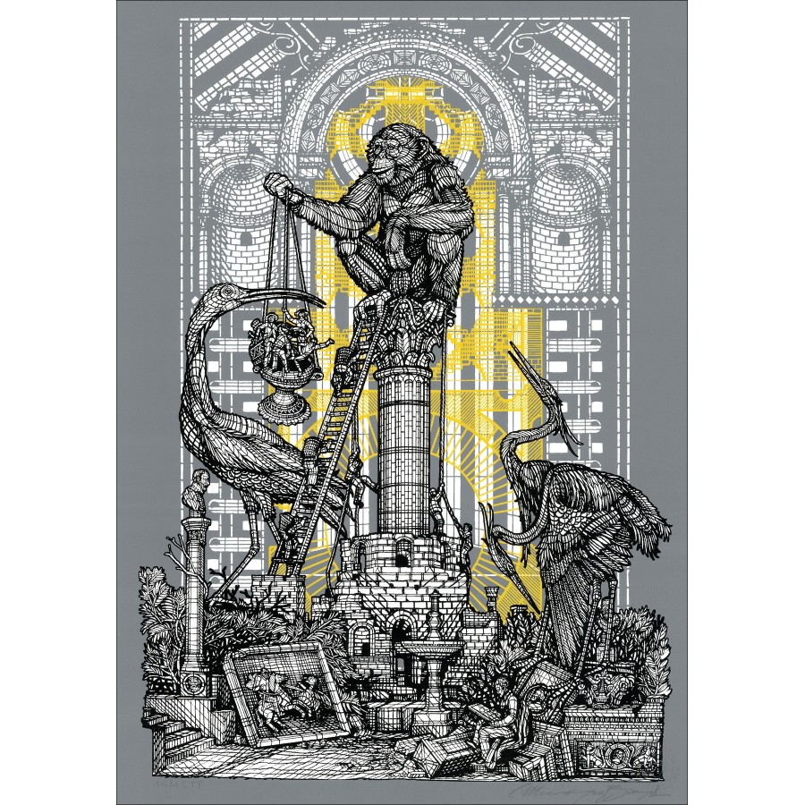 Monkeybird Original Screen Print mit 24 Carat Gold zum Kauf - Siméon 2020