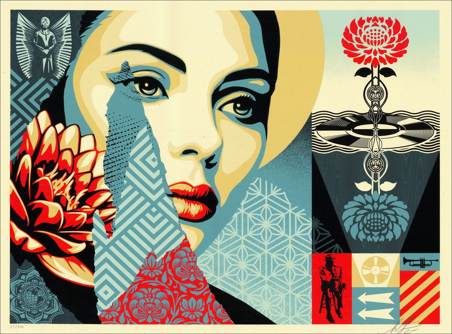 Shepard Fairey – Harmony Elemente 2025, signiert Siebdruck