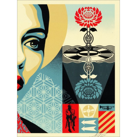 Shepard Fairey – Harmony Elemente 2025, signiert Siebdruck