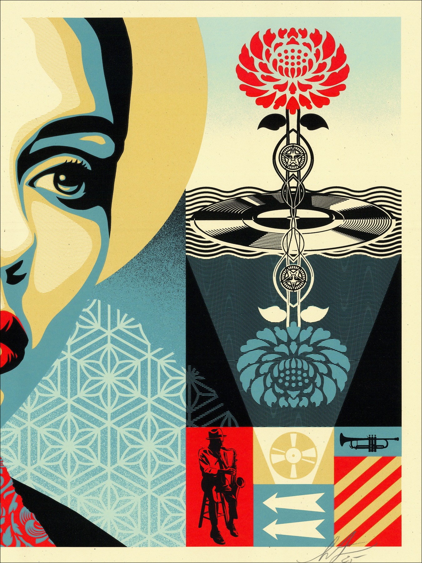 Shepard Fairey – Harmony Elements 2025, serigrafía firmada