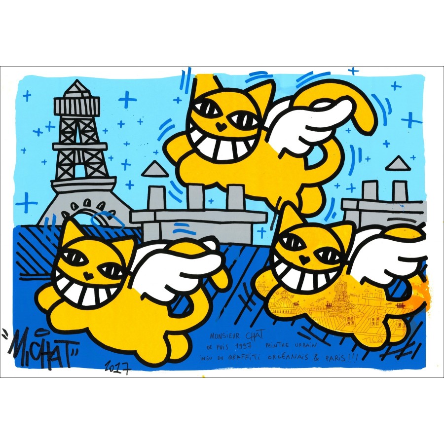 M.CHAT – Chats sur les toits de Paris 2 (2017), sérigraphie