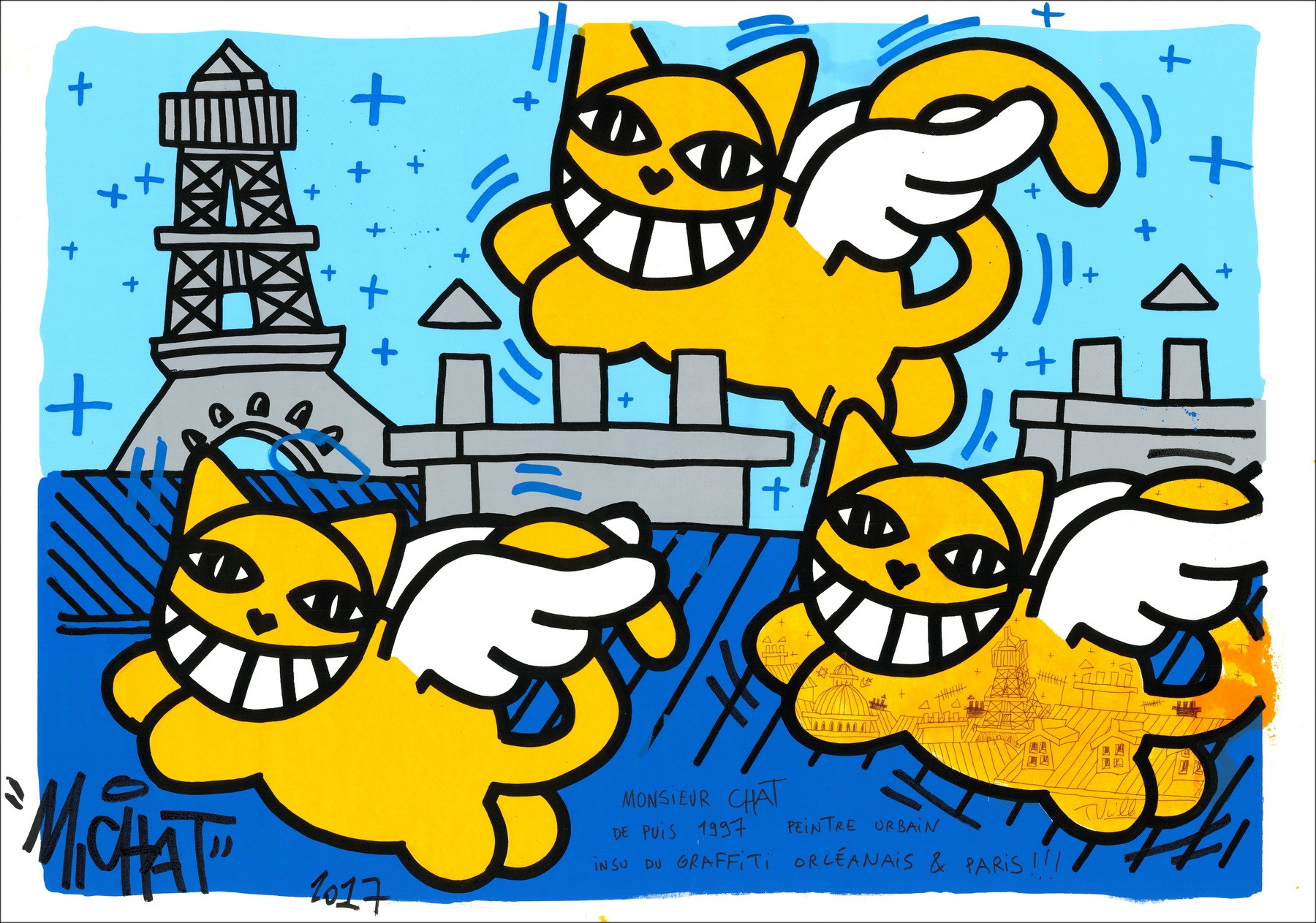 M.CHAT – Chats sur les toits de Paris 2 (2017), sérigraphie