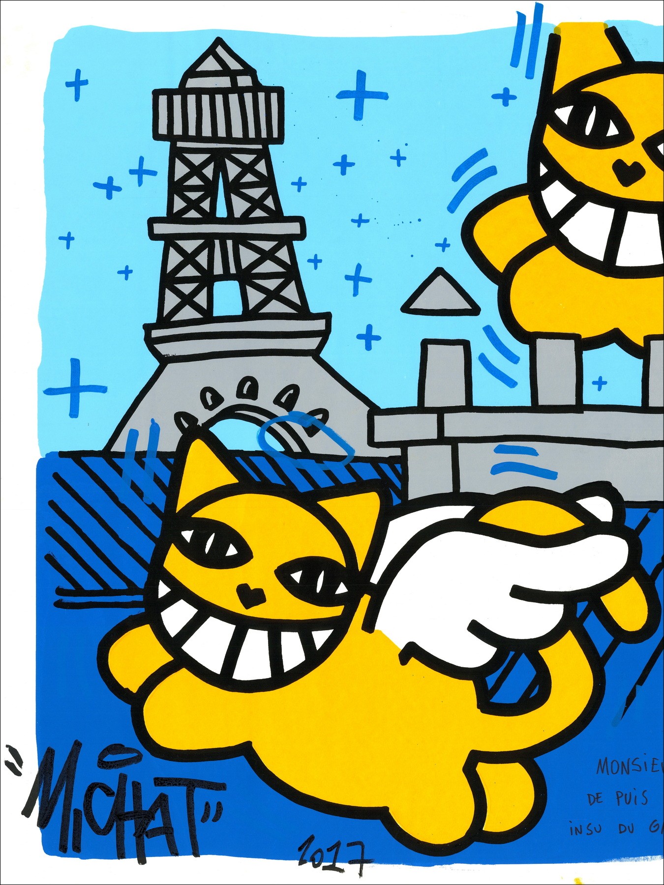 M.CHAT – Chats sur les toits de Paris 2 (2017), sérigraphie
