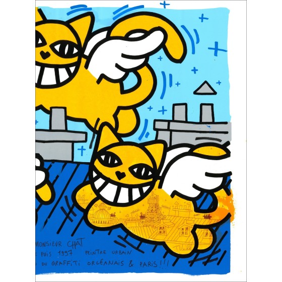 M.CHAT – Gatti sui tetti di Parigi 2 (2017), serigrafia
