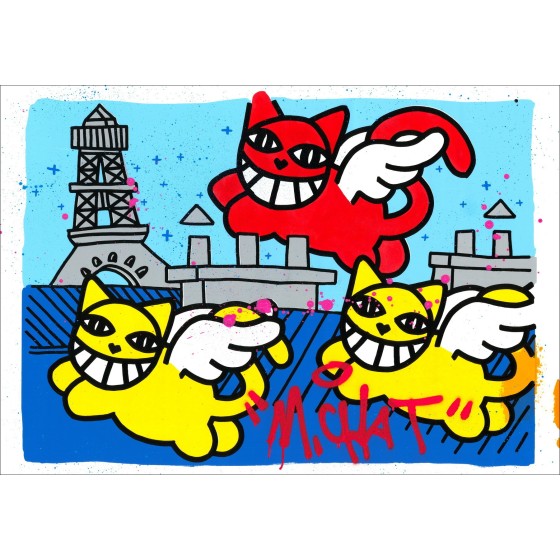 M.Chat - Katten op de daken van Parijs (2017), Silkscreen