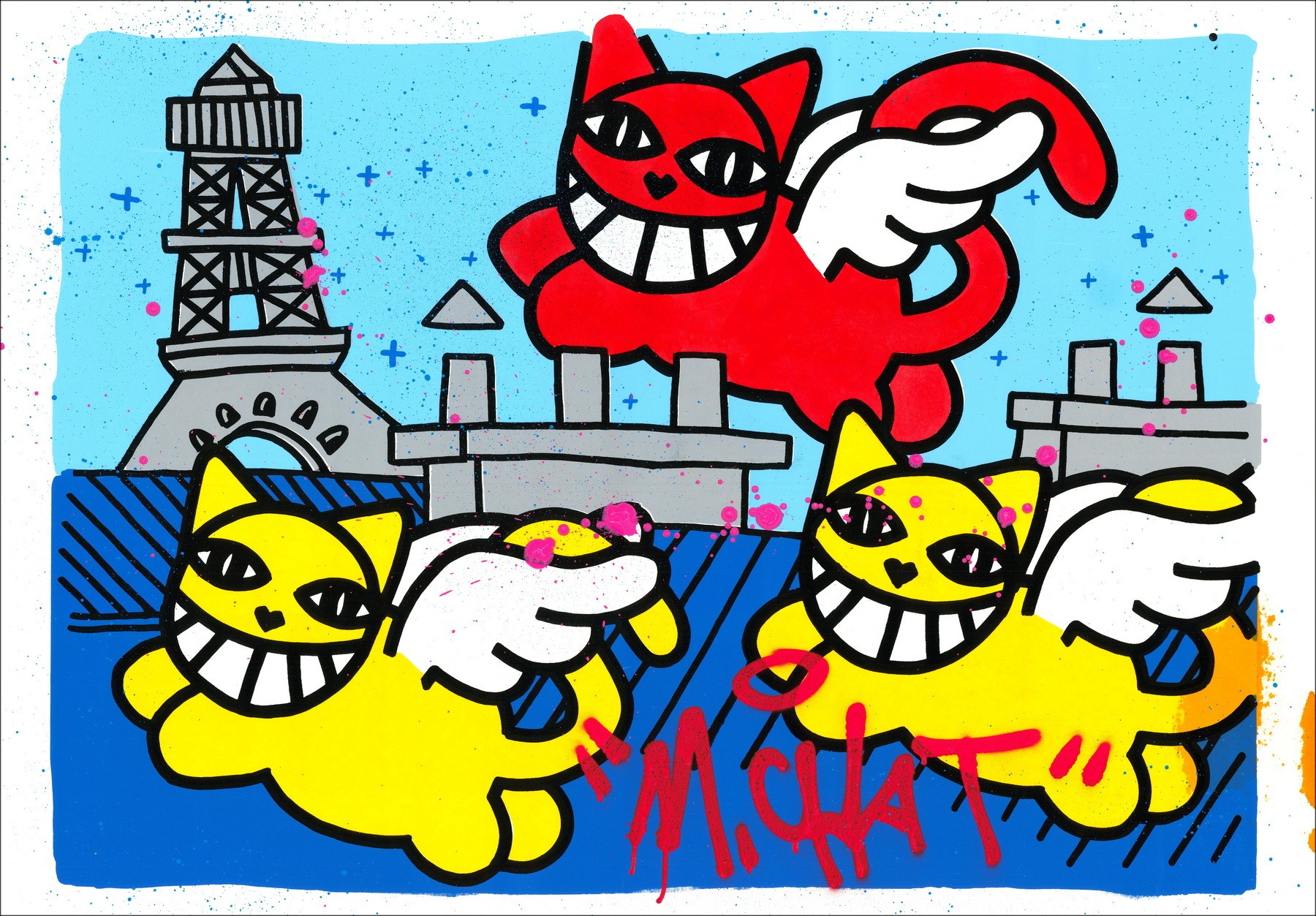 M.Chat - Katten op de daken van Parijs (2017), Silkscreen