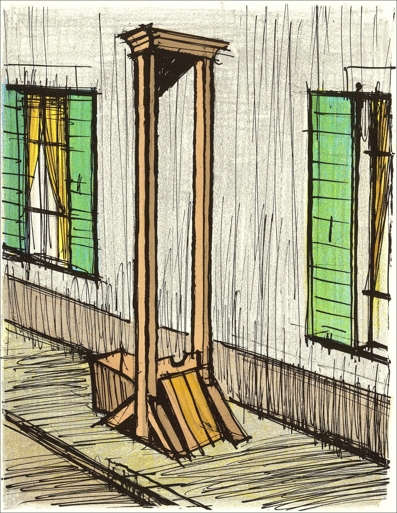 Bernard Buffet - Litografia originale "La Ghilllotina" 26x20cm - 1978