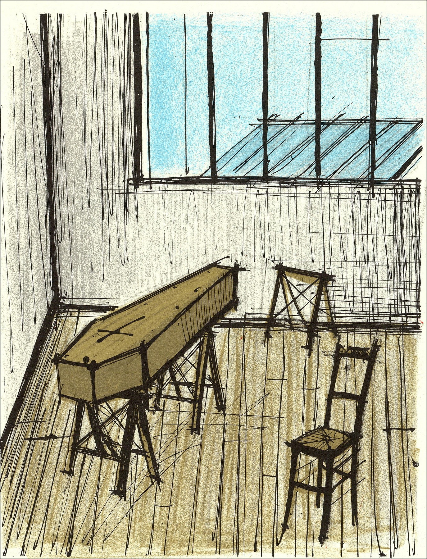 Bernard BUFFET - Lith Origin Original "De dood" 26x20cm - 1978