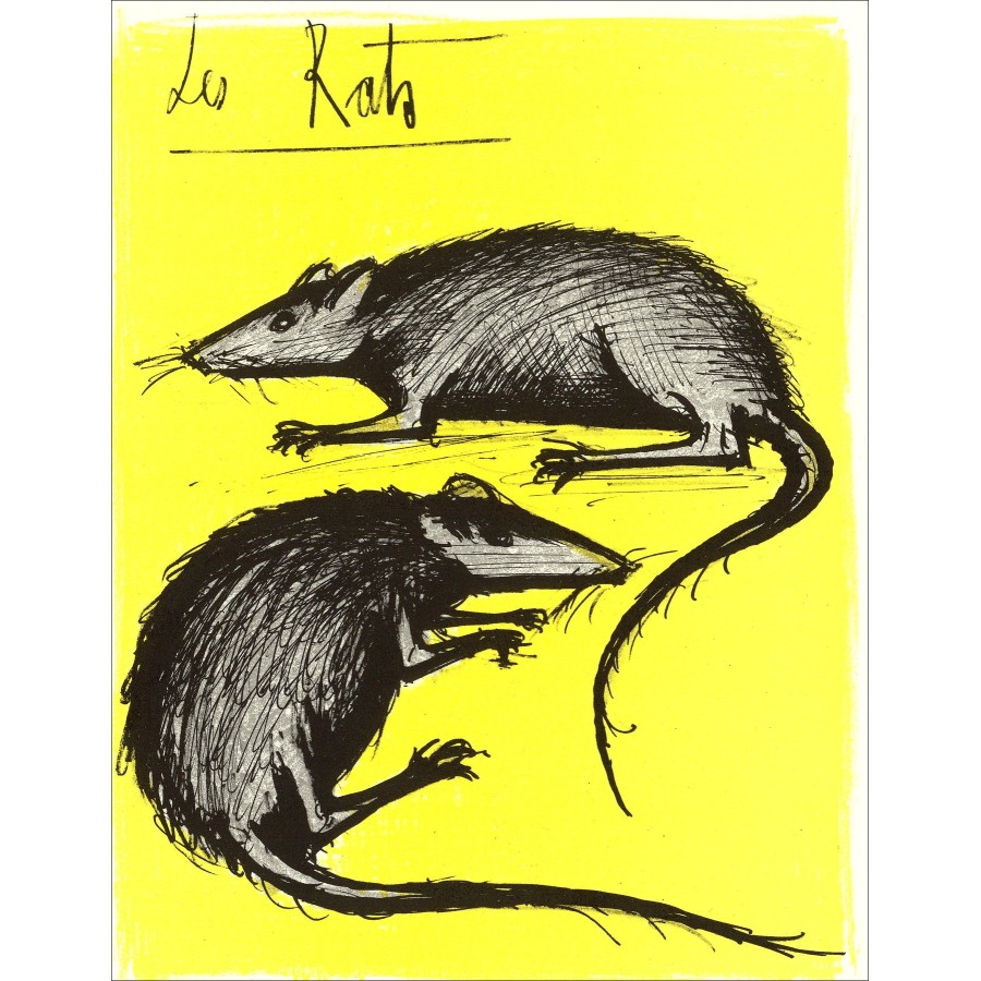 Bernard BUFFET - Lith Origin Original "De ratten" 26x20cm - 1978