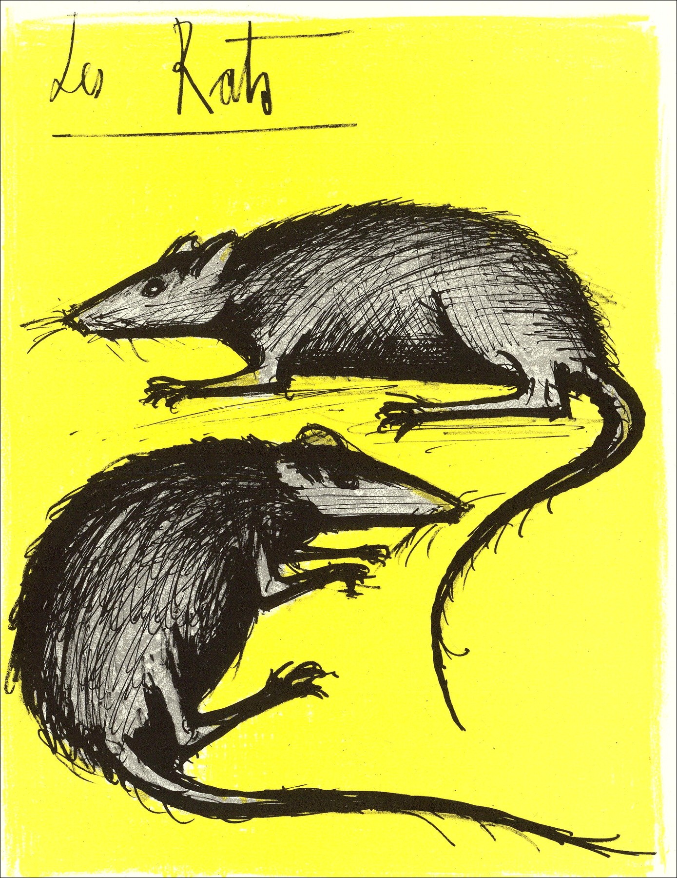 Bernard BUFFET - Lith Origin Original "De ratten" 26x20cm - 1978