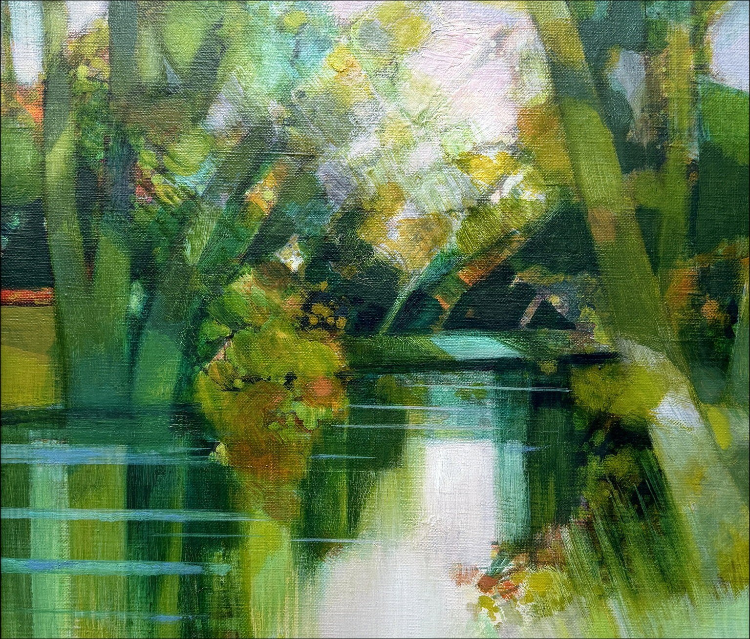 HILAIRE Camille - Olio su tela "Reflet d'automne" 55x46cm (10F)