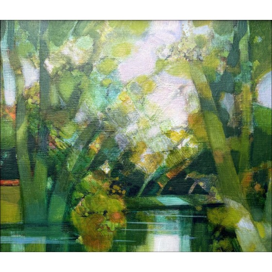HILAIRE Camille - Oil on canvas "Reflet d'automne" 55x46cm (10F)