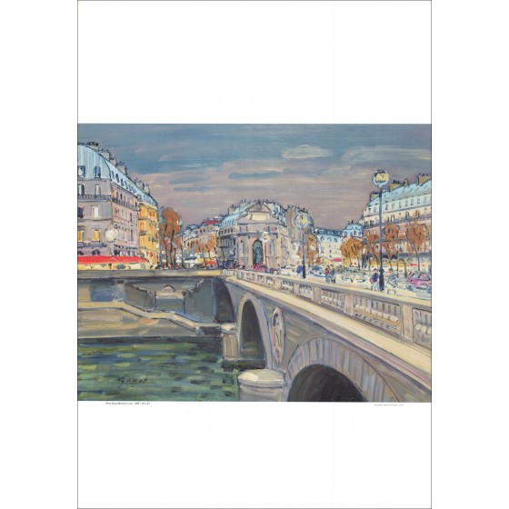 Pierre Eimer - Poster "Pont Saint-Michel am Abend" 68x48cm