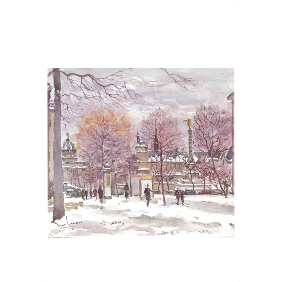 LeysSenne Jean - Poster "Snow Place du Chatelet" 68x48cm