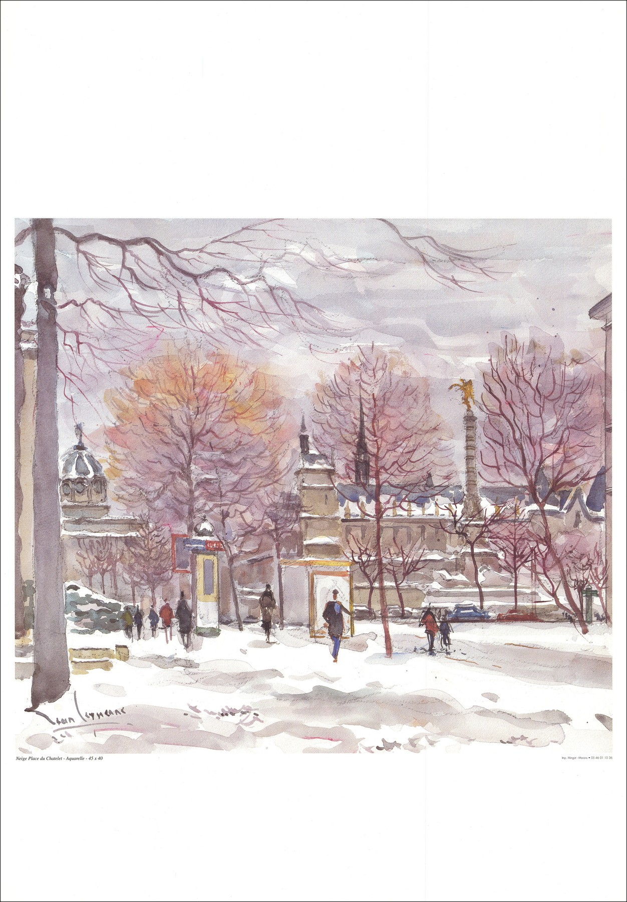 Leyssenne Jean - Poster "Snow Place du Chatelet" 68x48cm