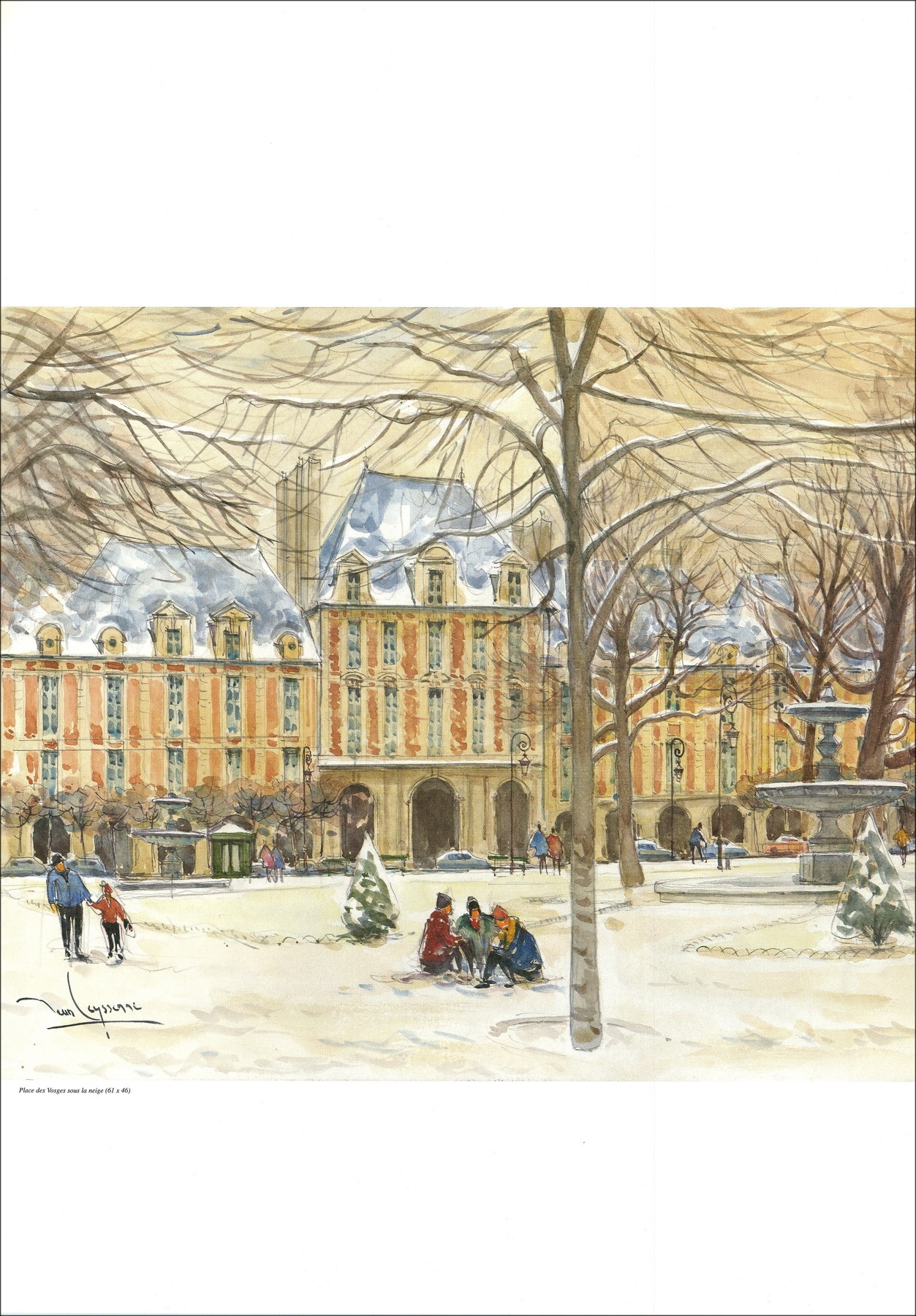 Leyssenenne Jean - Plakat "Place des Vosges unter dem Schnee" 68x45cm