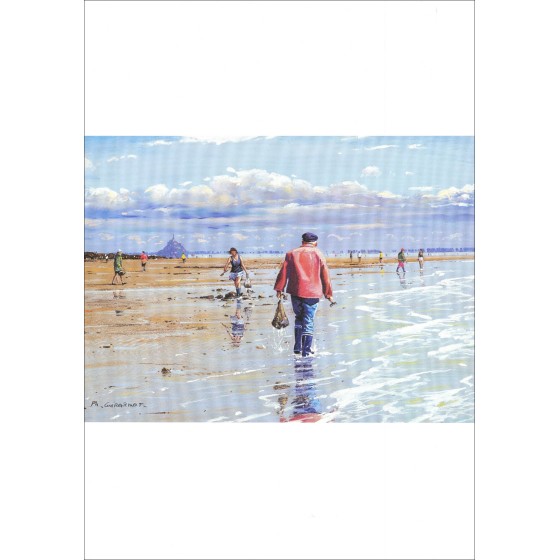 GIRARDOT Philippe - Affiche "Pêche à pied à Carolles" 68x48cm