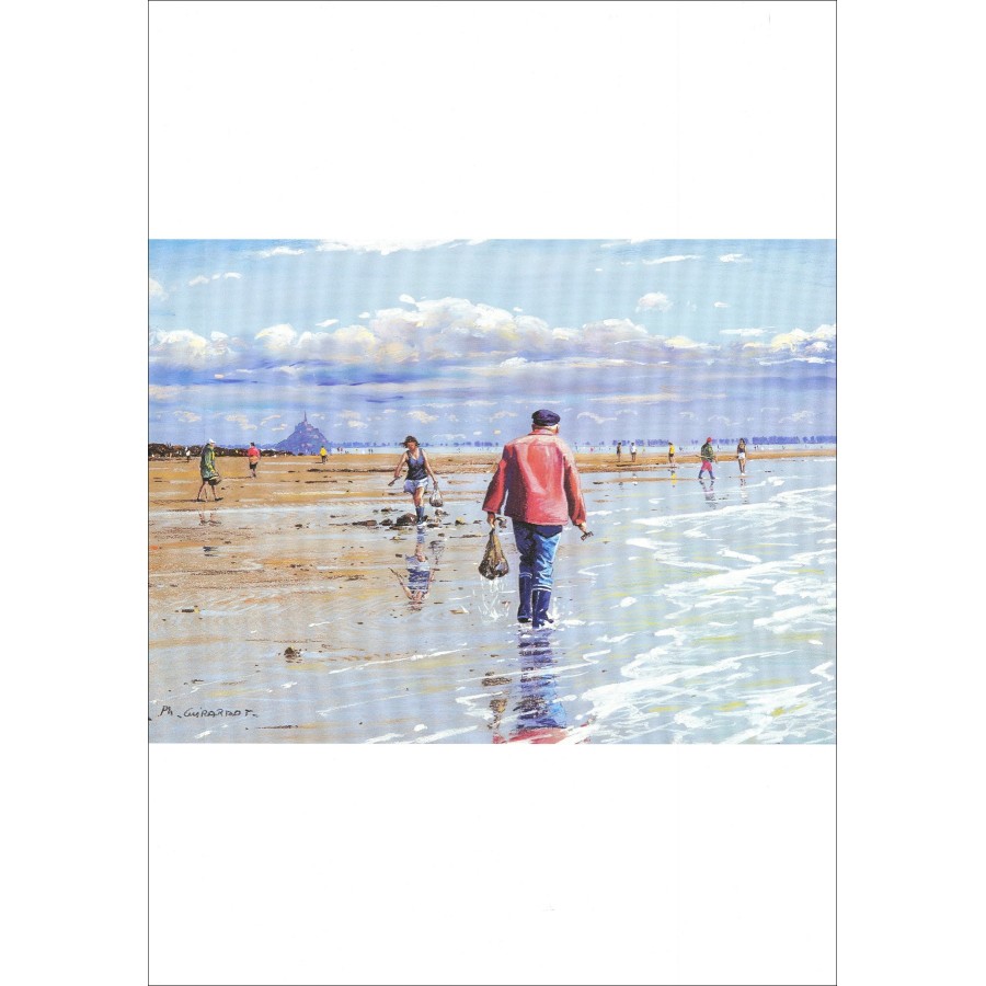 GIRARDOT Philippe - Affiche "Pêche à pied à Carolles" 68x48cm