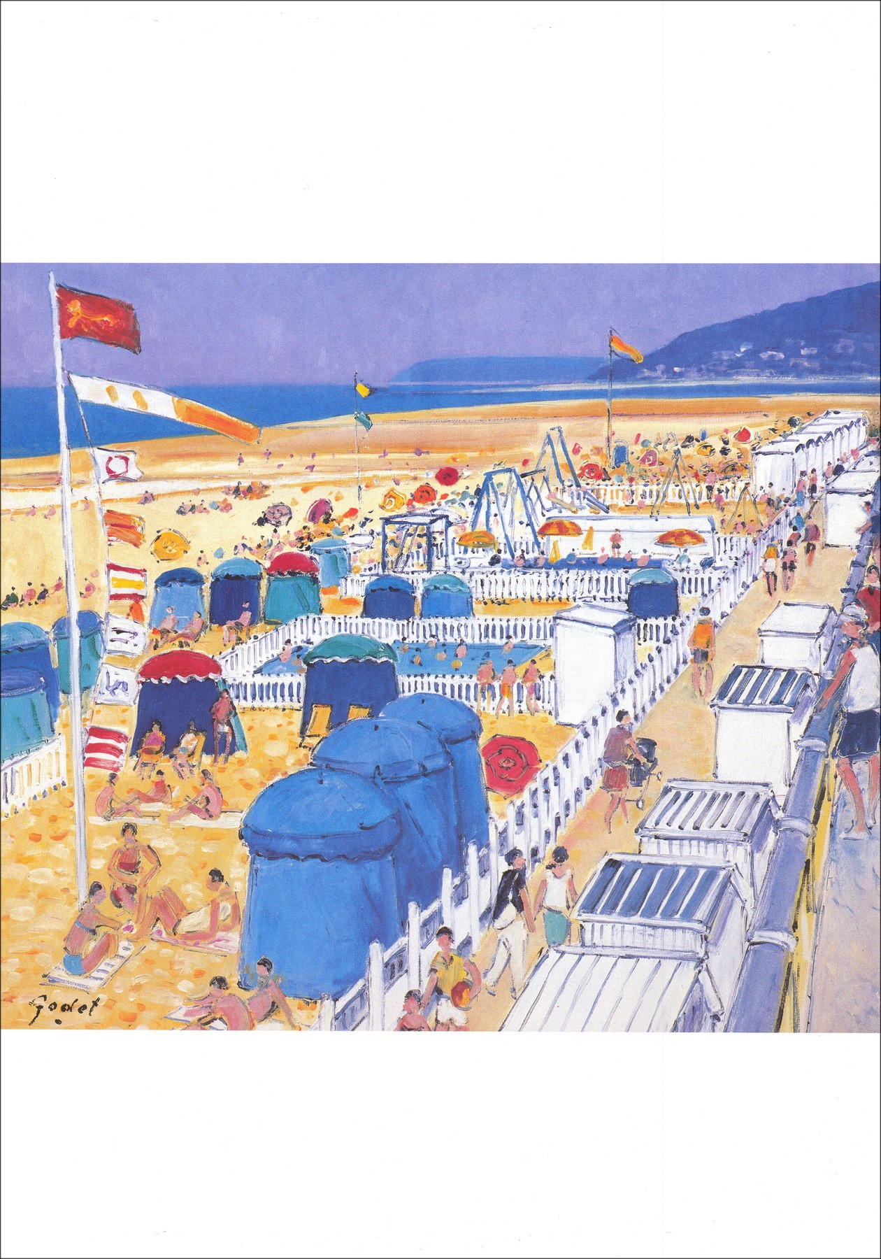 GODET Pierre - Affiche "La plage de Deauville" 68x48cm