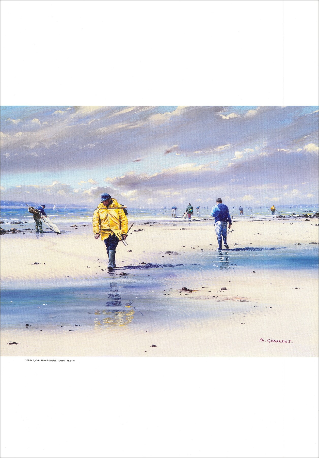 GIRARDOT Philippe - Affiche "Pêche à pied - Mont-St-Michel" 68x48cm