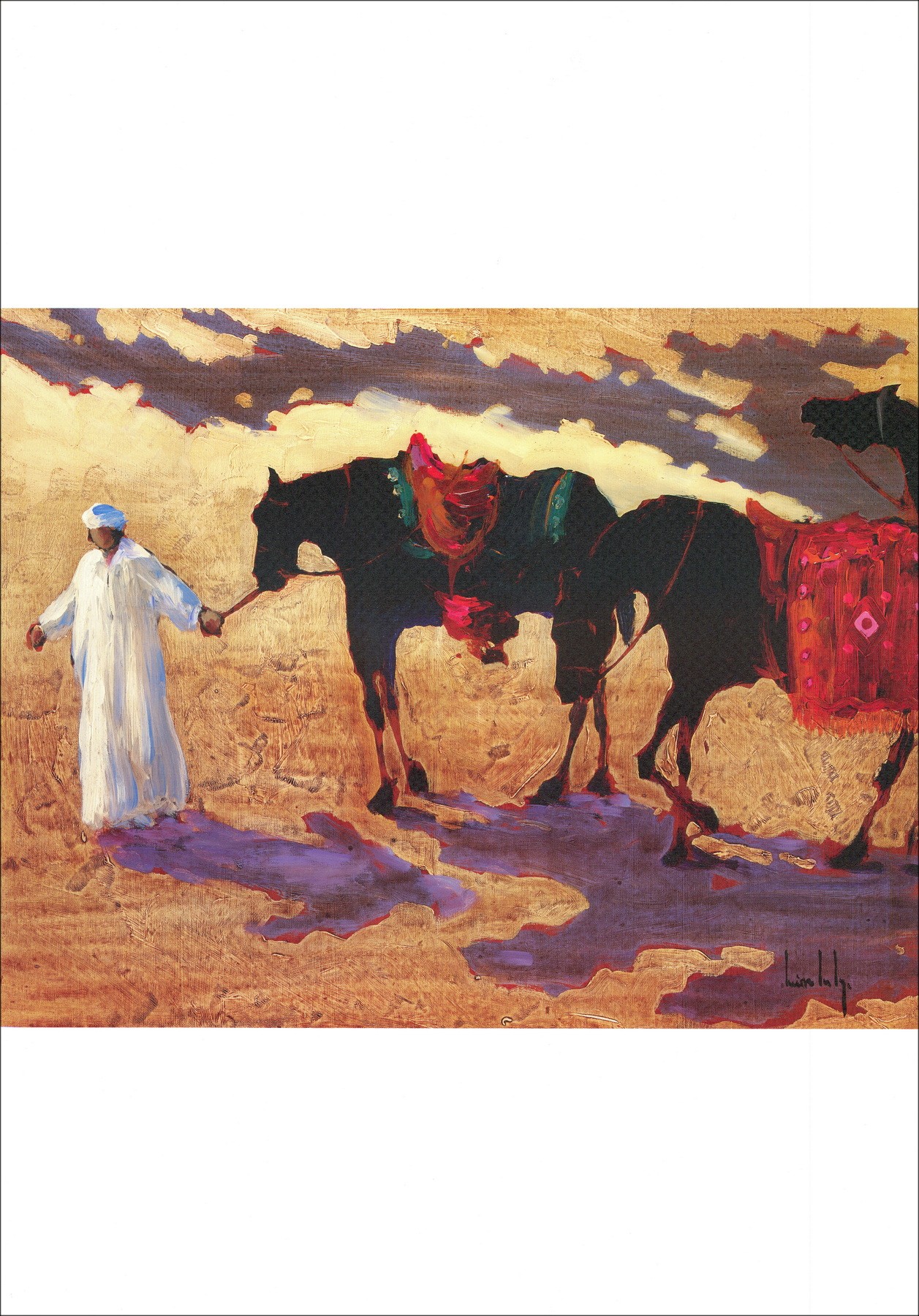 SUIRE-VERLEY Olivier - Desert walker and his horses - Poster