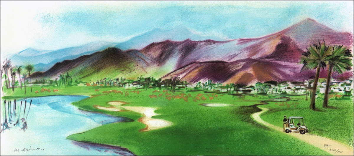 Michèle Salmon - Litografía original "Golf, Le Petit Green"