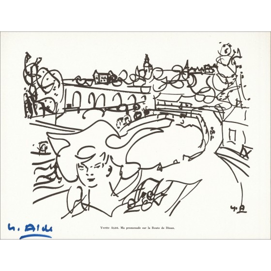 Yvette ALDE - Lith 27 "De weg van Dinan" 27x21cm - 1961