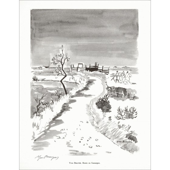 BRAYER Yves - Lithographie "De weg naar Camargue" 27x21cm - 1961