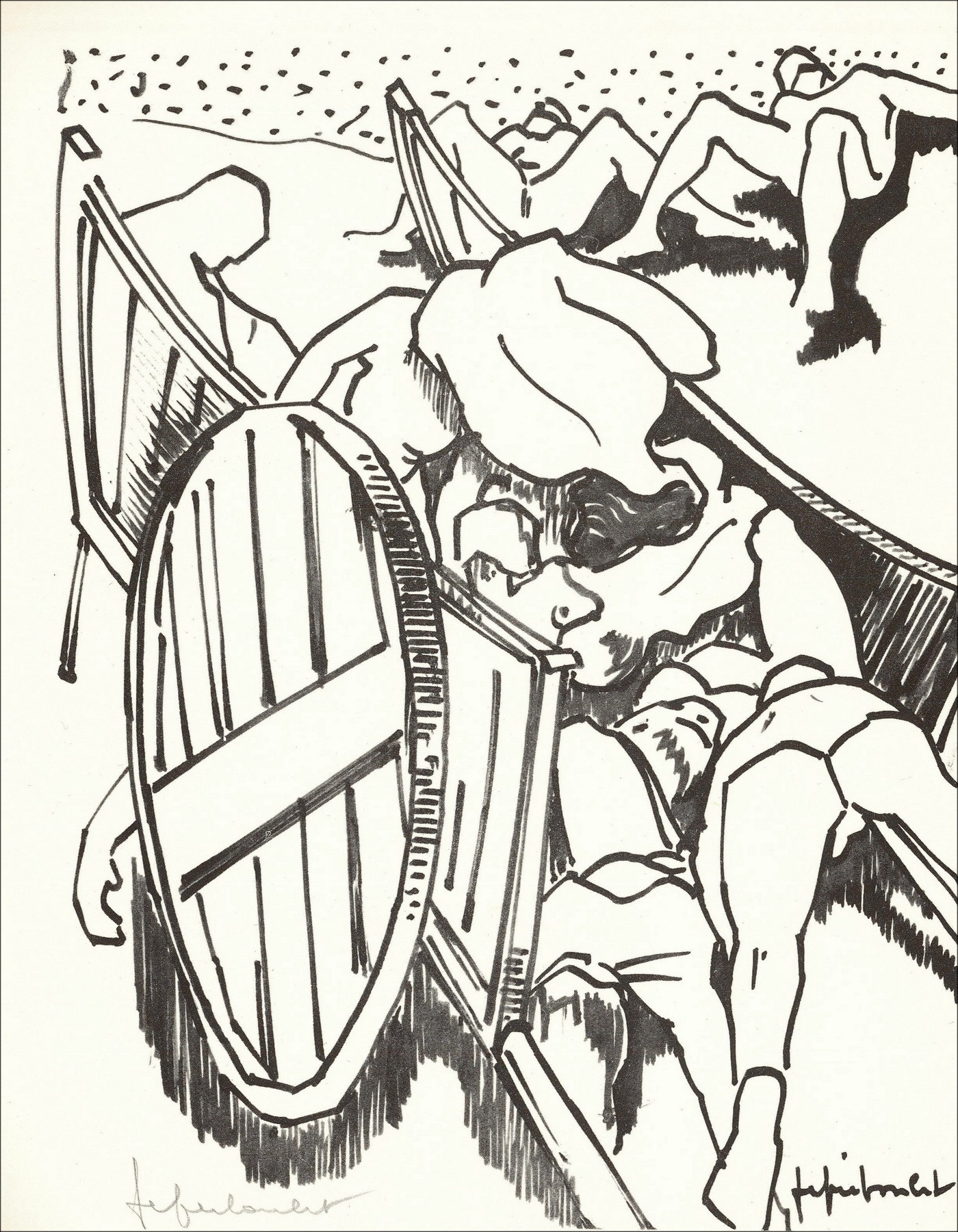 Jef Friboulet – La Mêlée (1963), litografia