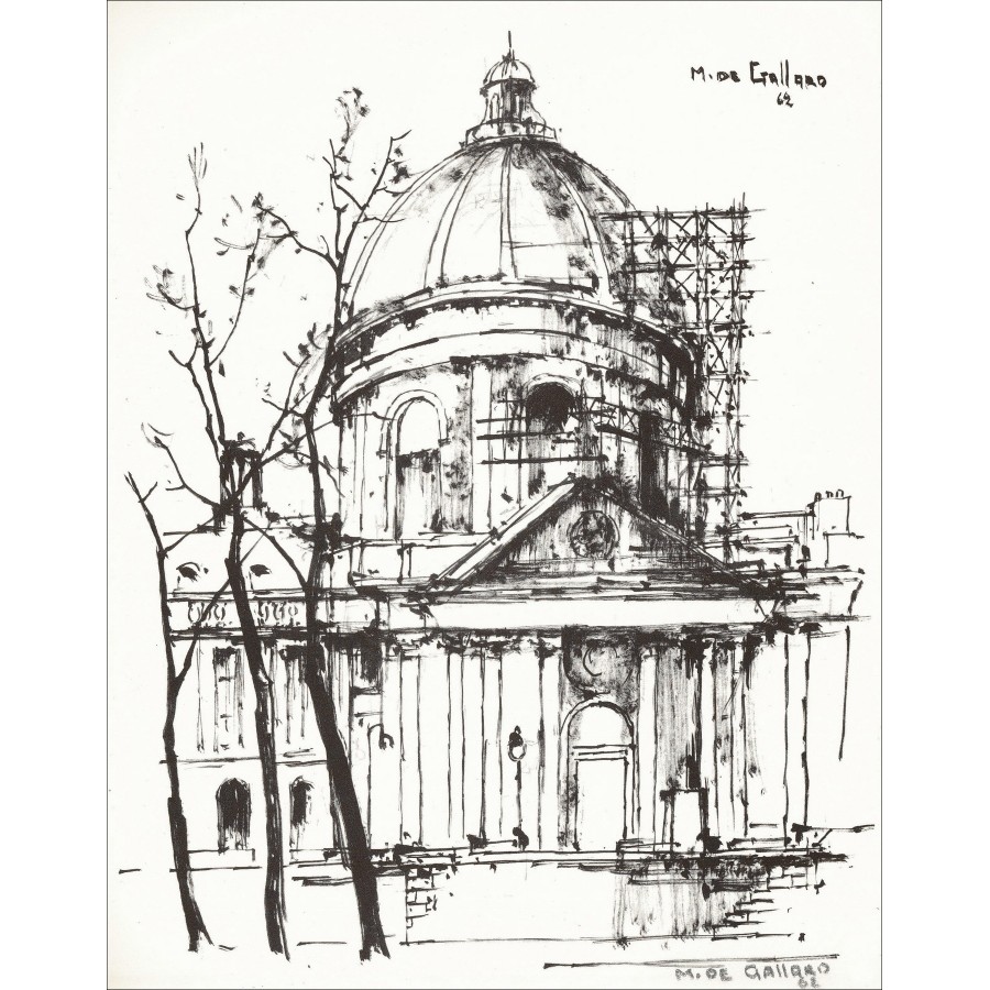 Michel de Gallard - de kerk (1962), litho