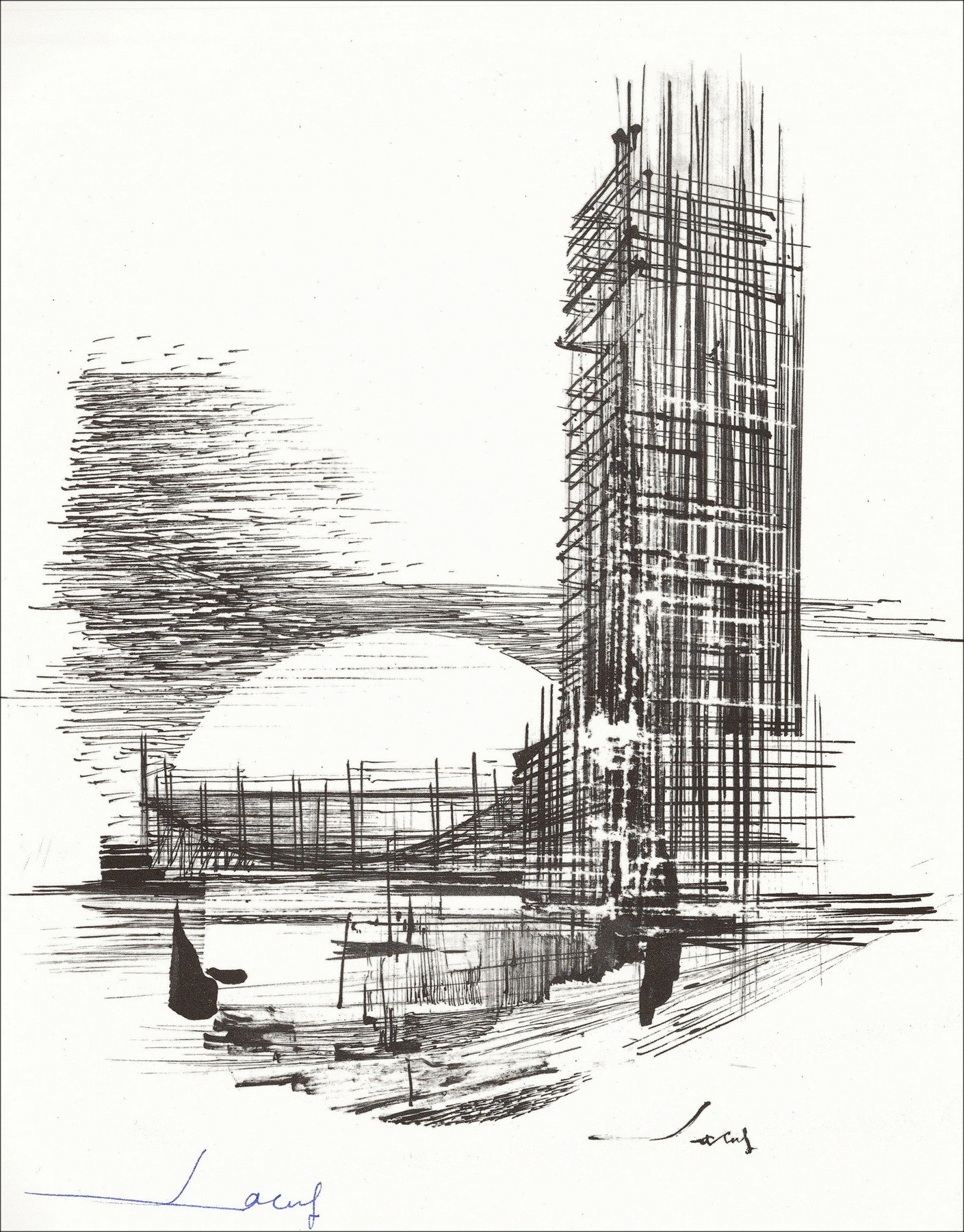 Jean Theobald Jacus - New Town (1962), Litho