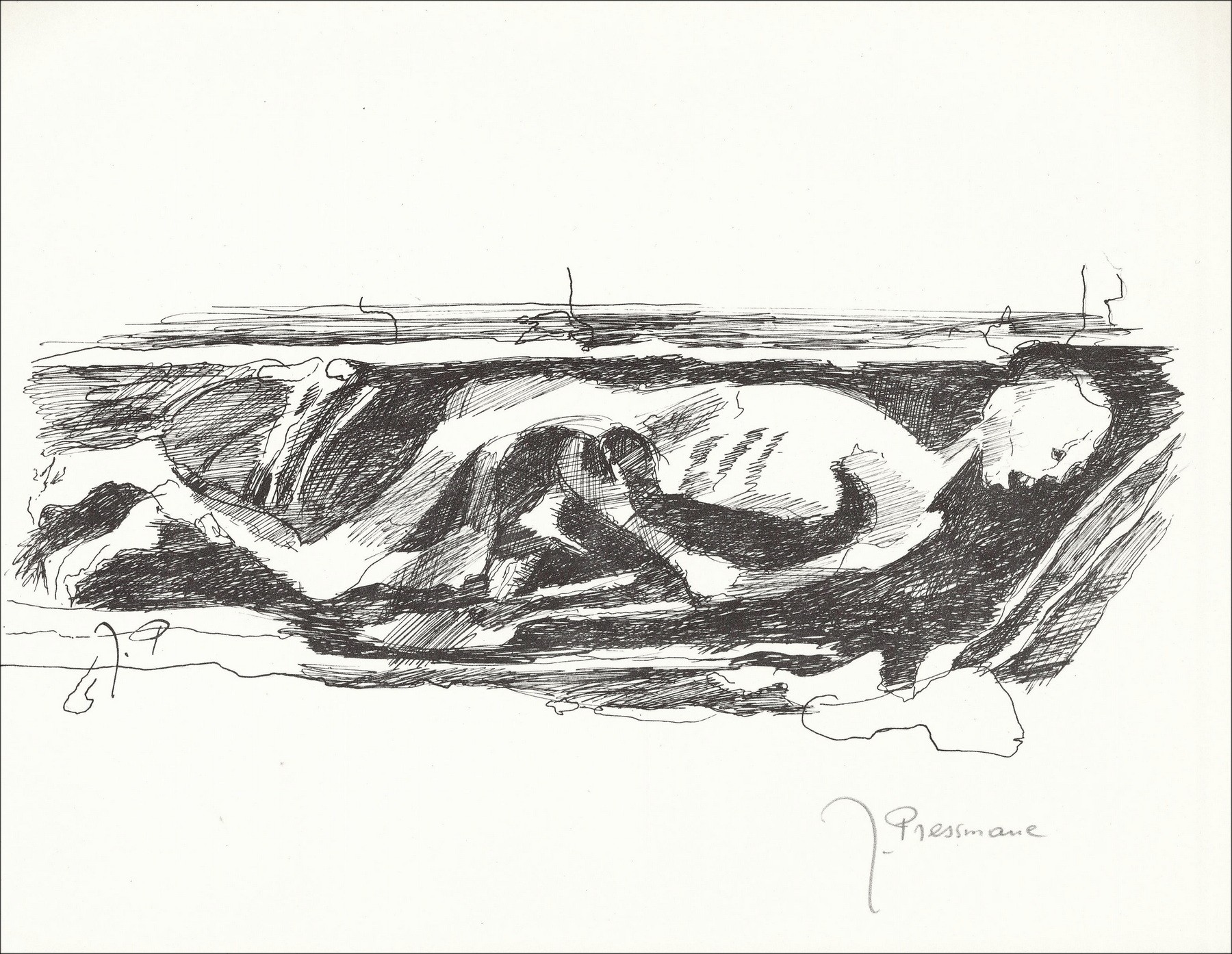Joseph Pressmane – Dormir enterrado (1962), litografía