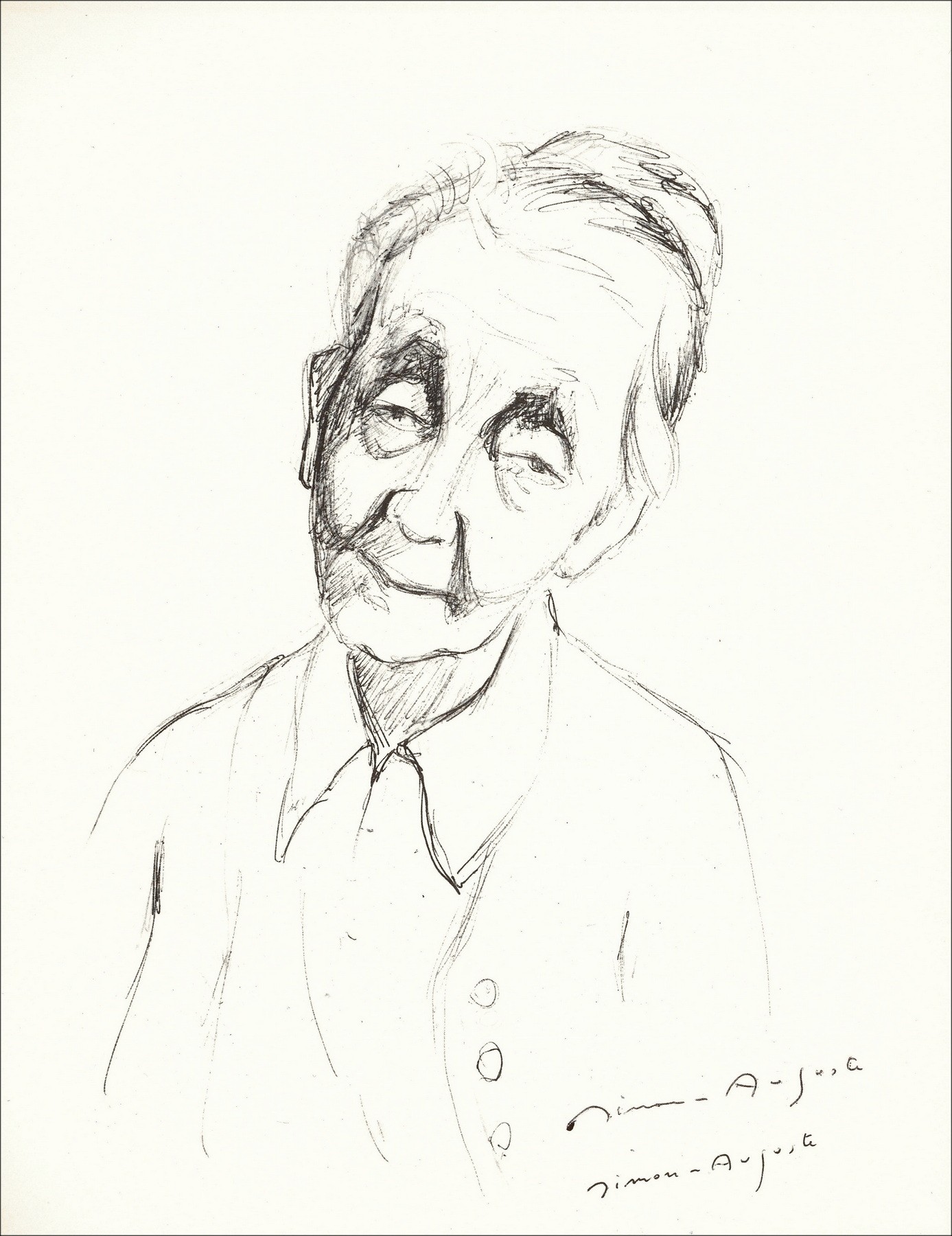 SIMON-AUGUSTE - Lithograph "Portrait" 27x21cm - 1963