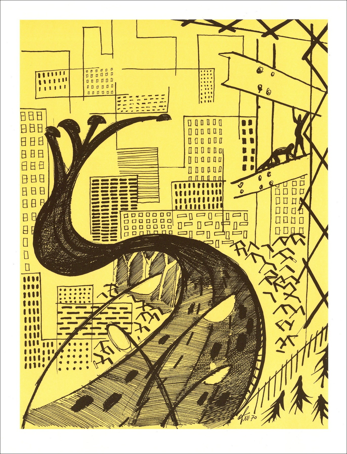 André Fougeron – L'architecture (1970), lithographie