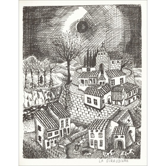 MADY VAN DE GIRAUDIÈRE - HET DORP (1963), Lithografie