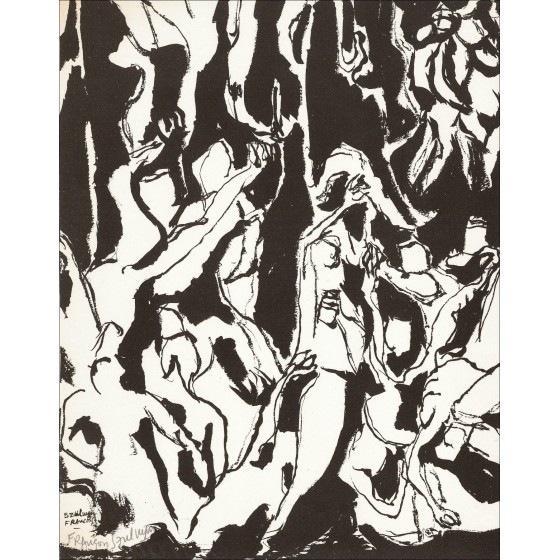Szulman François - Lithoh "De menigte" 27x21cm - 1963
