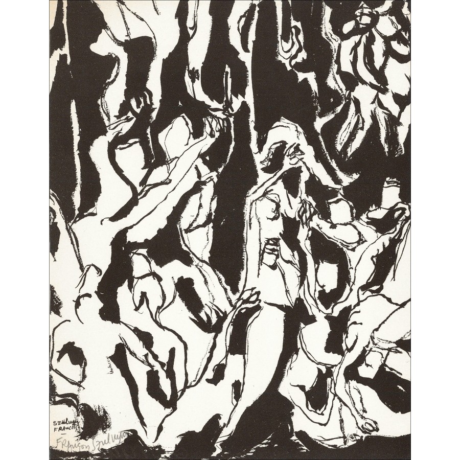 SZULMAN François - Lithograph "The crowd" 27x21cm - 1963