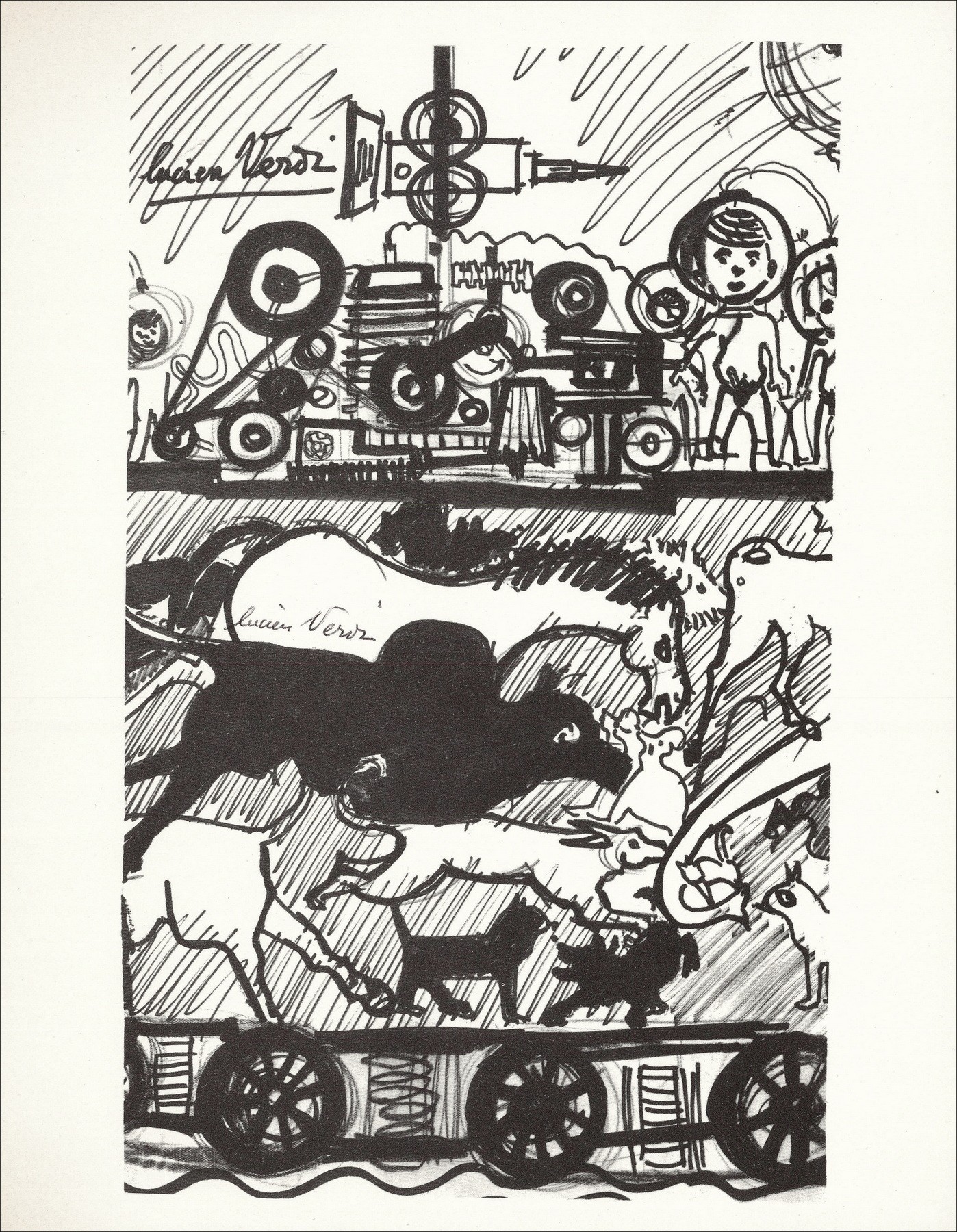 VERDI Lucien - Lithograph "The race" 27x21cm - 1963