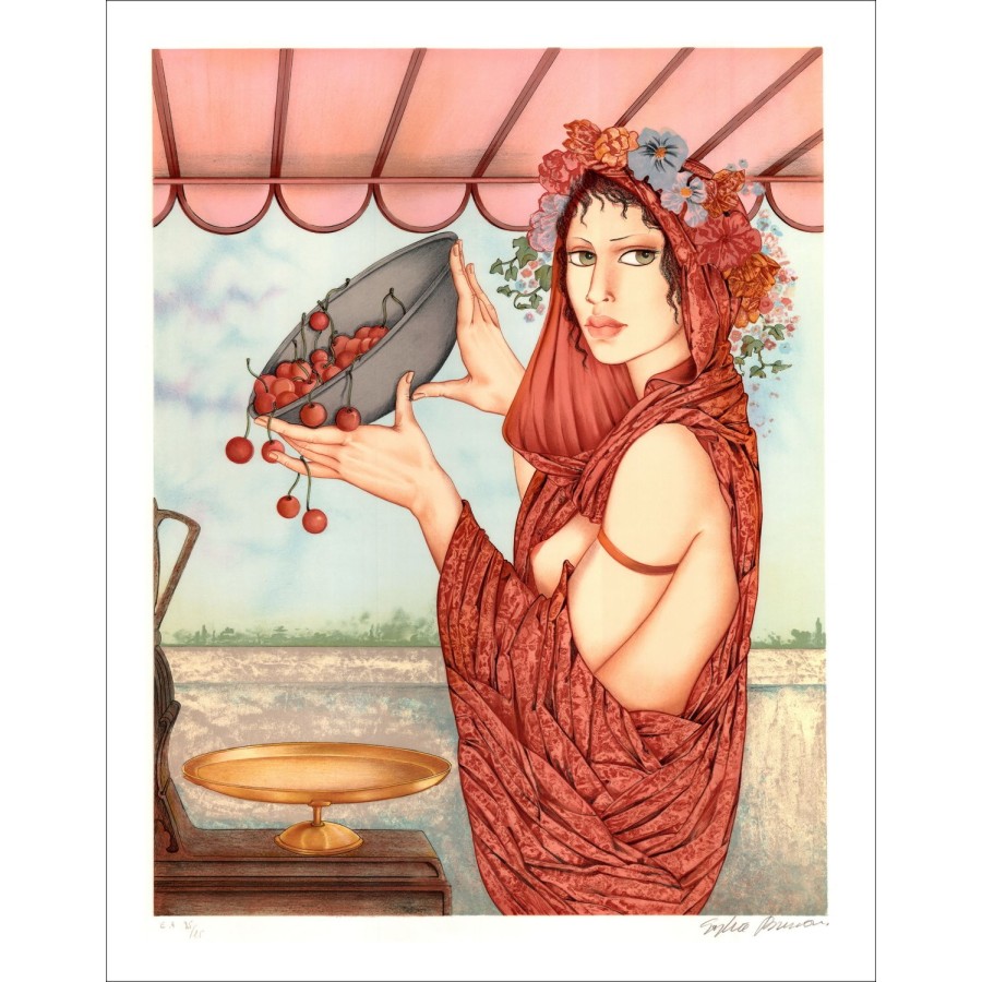 Sophie BUSSON - Original Lithograph "The Cherries" - 75x56cm signed in pencil