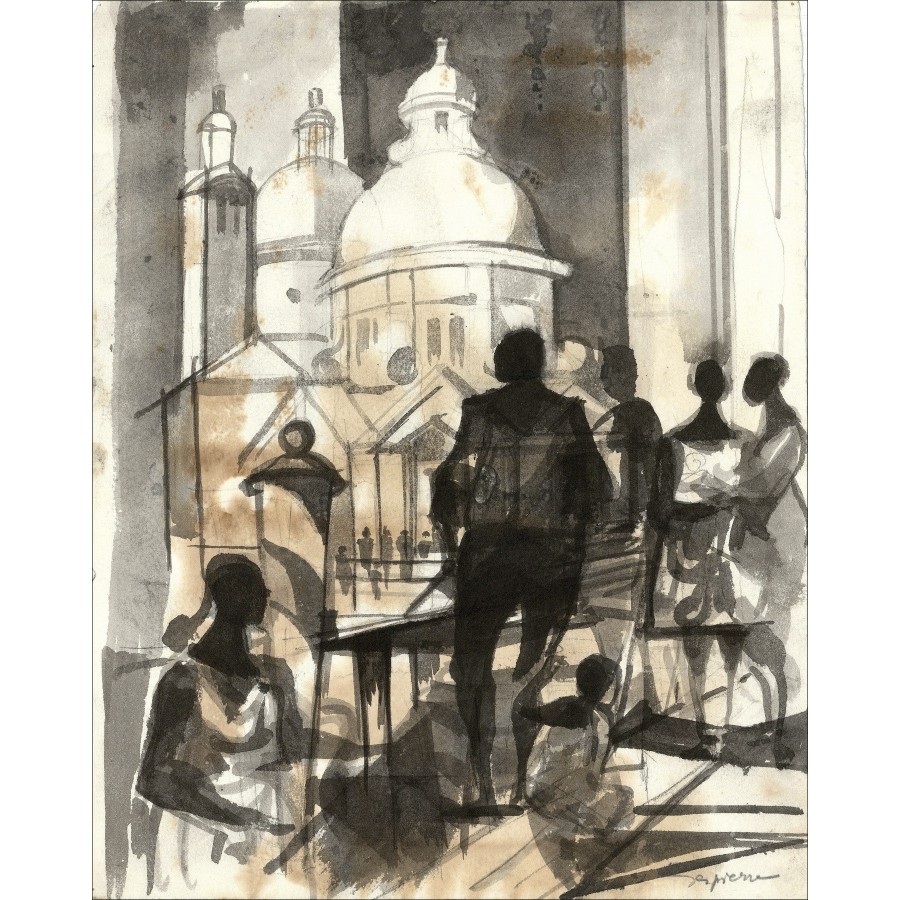 Jacques Despierre - Basiliek van Venetië, originele tekening
