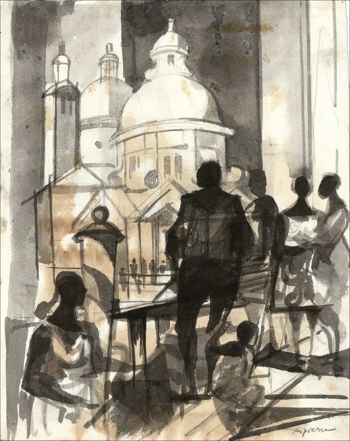 Jacques Despierre – Basílica de Venecia, dibujo original