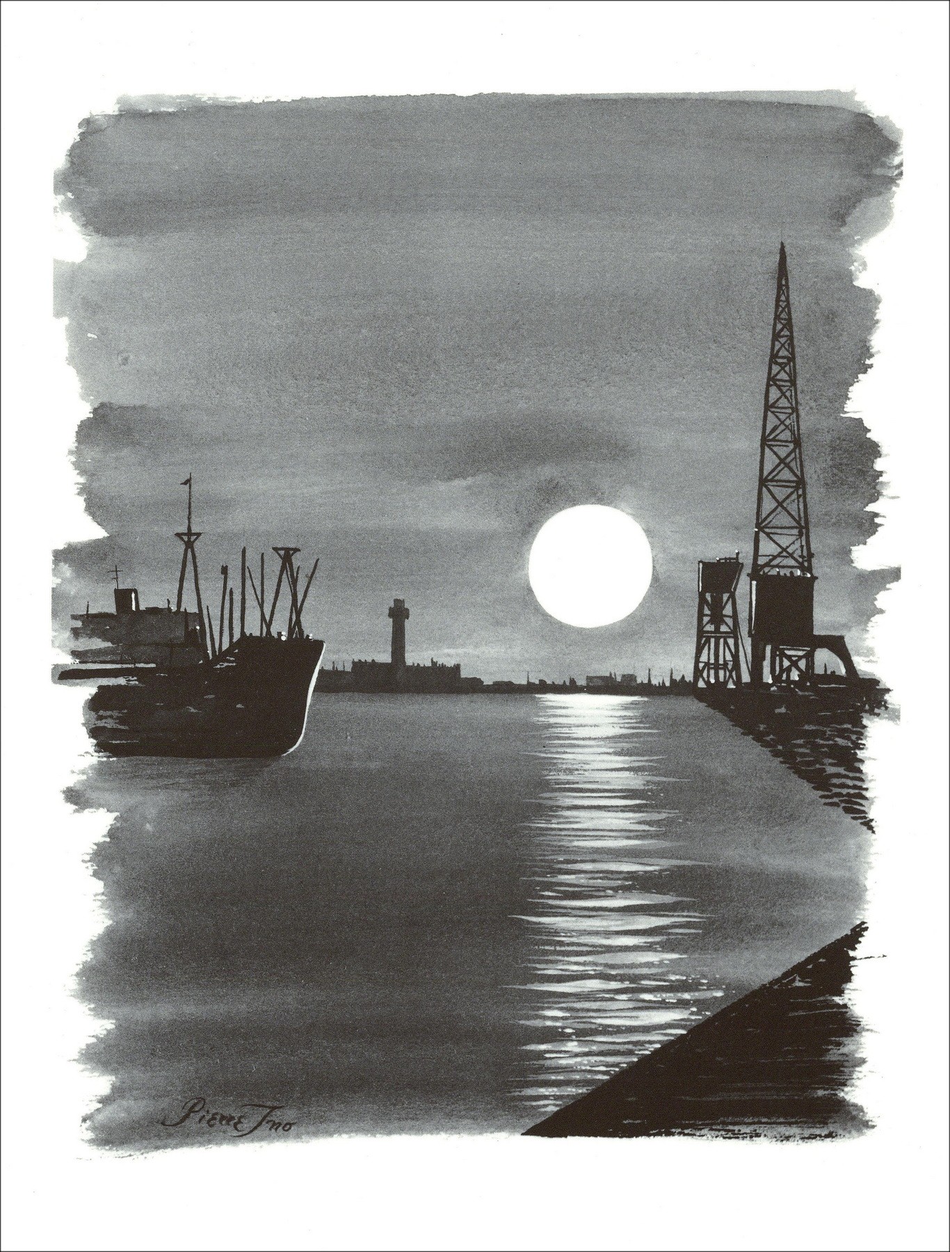 Pierre Ino – Port d'Hambourg (1971), lithographie